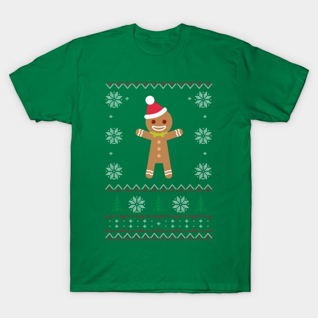 Gingerbread Man Ugly Sweater Christmas T-Shirt by vladocar